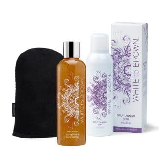 Whitetobrown spray mist medium + scrub + tanning mitt