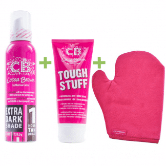 cocoa brown extra dark + scrub + tanning mitt