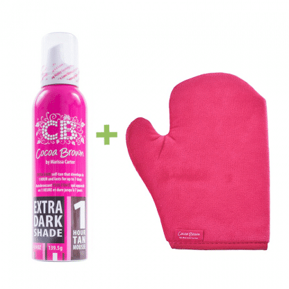 Cocoa brown extra dark + tanning mitt